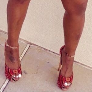 Betsy Johnson “BANDIT” Orange Peep-Toe Heels